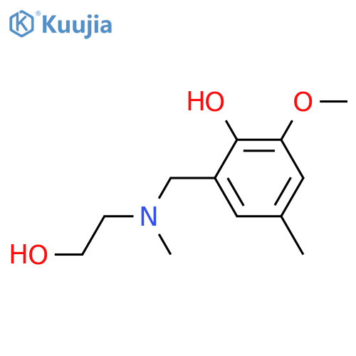 Phenol, 2-[[(2-hydroxyethyl)methylamino]methyl]-6-methoxy-4-methyl- structure