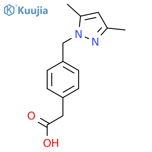 2-(4-((3,5-dimethyl-1H-pyrazol-1-yl)methyl)phenyl)acetic acid structure