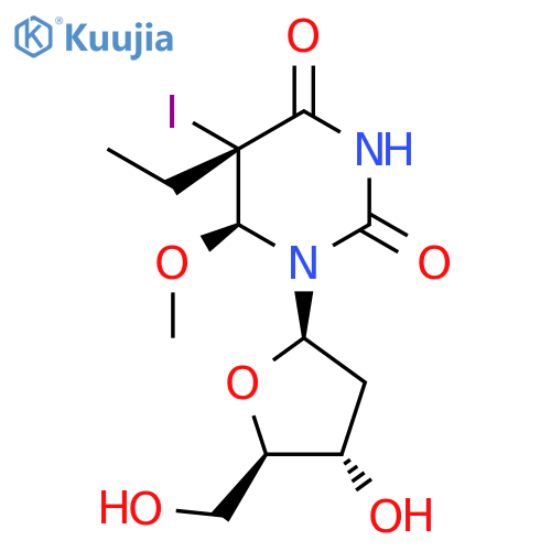 Uridine, 2'-deoxy-5-ethyl-5,6-dihydro-5-iodo-6-methoxy-, (5S,6S)- structure