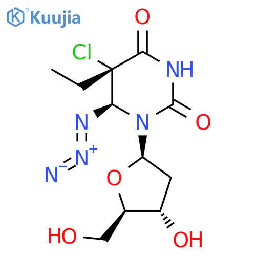 Uridine, 6-azido-5-chloro-2'-deoxy-5-ethyl-5,6-dihydro-, (5S,6S)- structure
