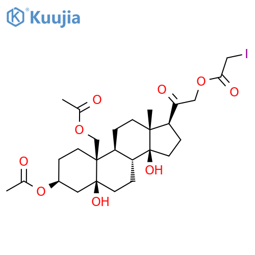 [2-[(3S,5S,8R,9S,10R,13R,14S,17S)-3-Acetyloxy-10-(acetyloxymethyl)-5,14-dihydroxy-13-methyl-2,3,4,6,7,8,9,11,12,15,16,17-dodecahydro-1H-cyclopenta[a]phenanthren-17-yl]-2-oxoethyl] 2-iodoacetate structure