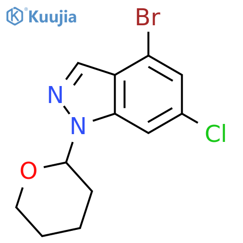 1H-Indazole, 4-bromo-6-chloro-1-(tetrahydro-2H-pyran-2-yl)- structure