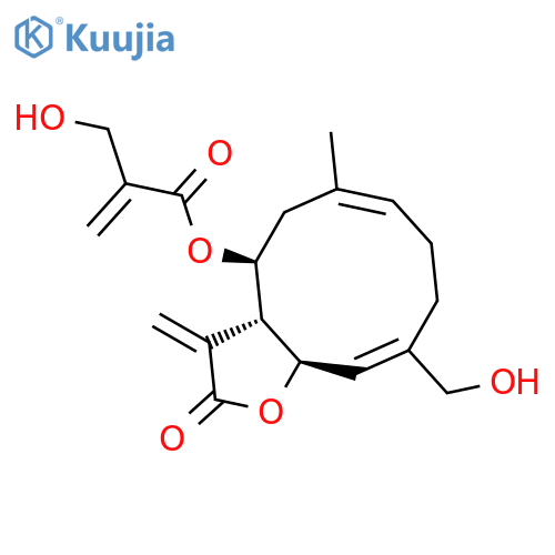 2-Propenoic acid,2-(hydroxymethyl)-,(3aR,4S,6E,10Z,11aR)-2,3,3a,4,5,8,9,11a-octahydro-10-(hydroxymethyl)-6-methyl-3-methylene-2-oxocyclodeca[b]furan-4-ylester structure