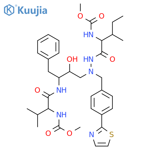 methyl N-[(1S,2S)-1-[[[(2S,3S)-2-hydroxy-3-[[(2S)-2-(methoxycarbonylamino)-3-methyl-butanoyl]amino]-4-phenyl-butyl]-[(4-thiazol-2-ylphenyl)methyl]amino]carbamoyl]-2-methyl-butyl]carbamate structure