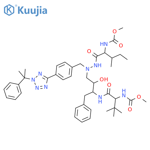 methyl N-[(1S)-1-[[(1S,2S)-1-benzyl-2-hydroxy-3-[[[(2S,3S)-2-(methoxycarbonylamino)-3-methyl-pentanoyl]amino]-[[4-[2-(1-methyl-1-phenyl-ethyl)tetrazol-5-yl]phenyl]methyl]amino]propyl]carbamoyl]-2,2-dimethyl-propyl]carbamate structure