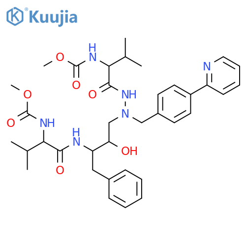 methyl [(1S,4S,5S,10S)-4-benzyl-5-hydroxy-1,10-bis(1-methylethyl)-2,9,12-trioxo-7-(4-pyridin-2-ylbenzyl)-13-oxa-3,7,8,11-tetraazatetradec-1-yl]carbamate (non-preferred name) structure