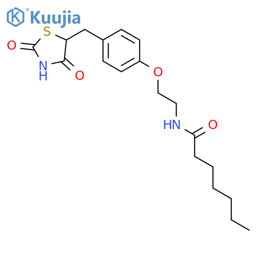 Heptanamide, N-[2-[4-[(2,4-dioxo-5-thiazolidinyl)methyl]phenoxy]ethyl]- structure
