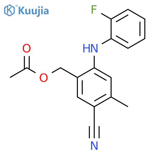 BENZONITRILE, 5-[(ACETYLOXY)METHYL]-4-[(2-FLUOROPHENYL)AMINO]-2-METHYL- structure