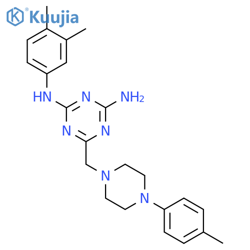 N2-(3,4-Dimethylphenyl)-6-((4-(p-tolyl)piperazin-1-yl)methyl)-1,3,5-triazine-2,4-diamine structure