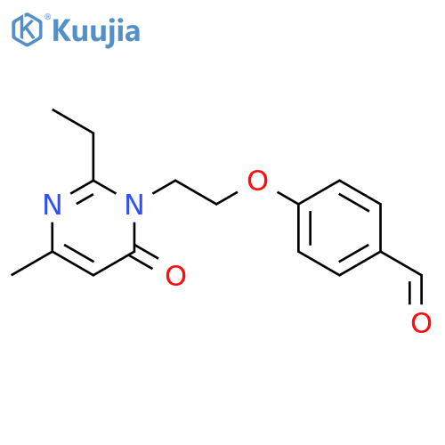 4-[2-[2-ethyl-4-methyl-6-oxo-1,6-dihydropyrimidin-1-yl]ethoxy]benzaldehyde structure
