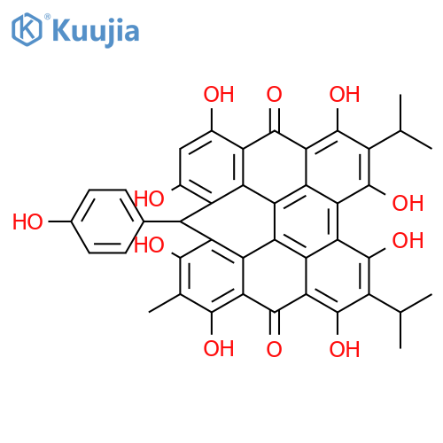 7H-Benz[4,10]anthra[2,1,9,8-nopqa]pleiadene-7,15(11H)-dione, 1,3,4,6,8,10,12,14-octahydroxy-11-(4-hydroxyphenyl)-9-methyl-2,5-bis(1-methylethyl)- structure