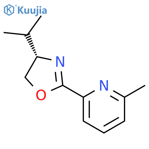 Pyridine, 2-[(4S)-4,5-dihydro-4-(1-methylethyl)-2-oxazolyl]-6-methyl- structure