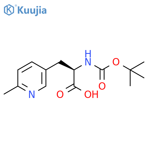 (2R)-2-(tert-butoxycarbonylamino)-3-(6-methyl-3-pyridyl)propanoic acid structure