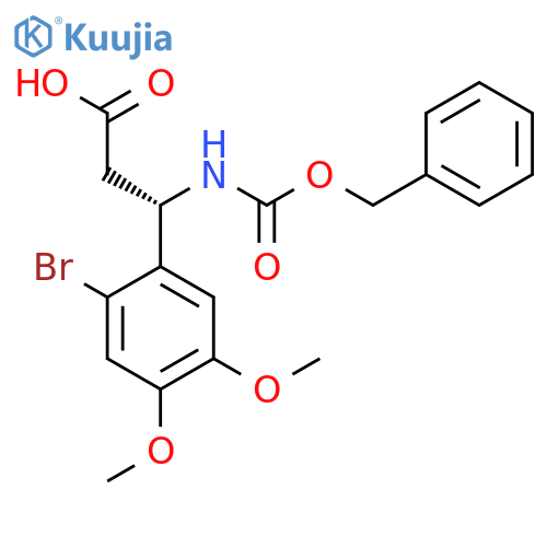 (3S)-3-{(benzyloxy)carbonylamino}-3-(2-bromo-4,5-dimethoxyphenyl)propanoic acid structure