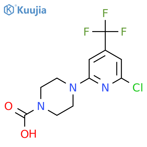 4-6-Chloro-4-(trifluoromethyl)pyridin-2-ylpiperazine-1-carboxylic acid structure