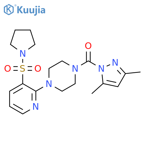 1-[(3,5-dimethyl-1H-pyrazol-1-yl)carbonyl]-4-[3-(pyrrolidin-1-ylsulfonyl)pyridin-2-yl]piperazine structure