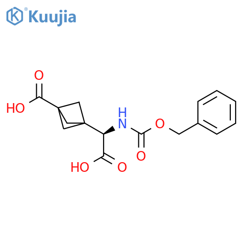 3-[(R)-{[(benzyloxy)carbonyl]amino}(carboxy)methyl]bicyclo[1.1.1]pentane-1-carboxylic acid structure