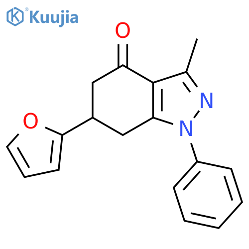 4H-Indazol-4-one, 6-(2-furanyl)-1,5,6,7-tetrahydro-3-methyl-1-phenyl- structure