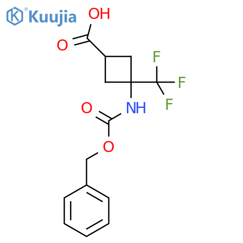 3-{(benzyloxy)carbonylamino}-3-(trifluoromethyl)cyclobutane-1-carboxylic acid structure