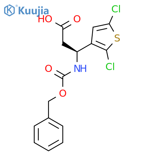 (3S)-3-{(benzyloxy)carbonylamino}-3-(2,5-dichlorothiophen-3-yl)propanoic acid structure