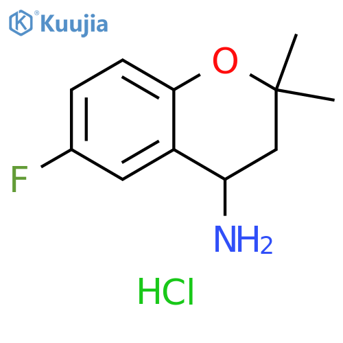 6-fluoro-2,2-dimethyl-3,4-dihydro-2H-1-benzopyran-4-amine hydrochloride structure