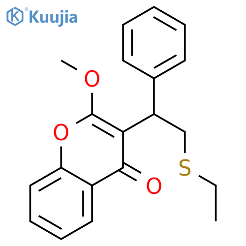 4H-1-Benzopyran-4-one, 3-[2-(ethylthio)-1-phenylethyl]-2-methoxy- structure
