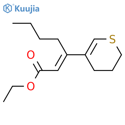 2-Heptenoic acid, 3-(3,4-dihydro-2H-thiopyran-5-yl)-, ethyl ester, (E)- structure