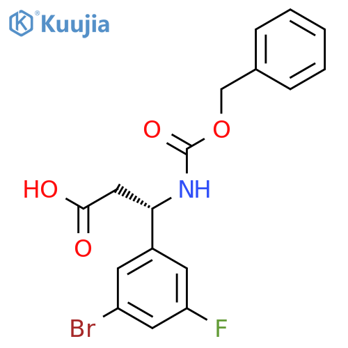 (3S)-3-{(benzyloxy)carbonylamino}-3-(3-bromo-5-fluorophenyl)propanoic acid structure