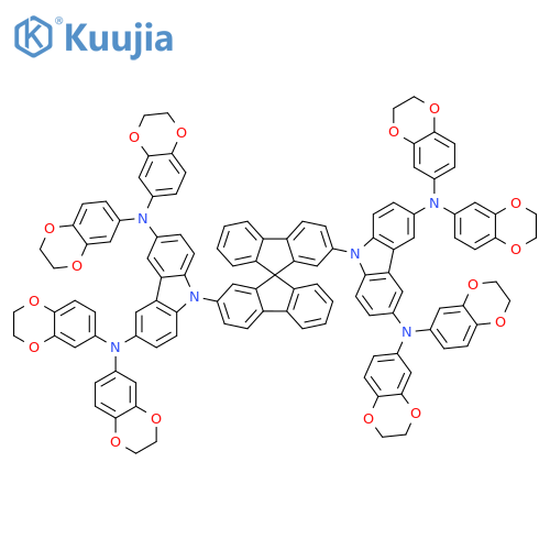 9H-Carbazole-3,6-diamine, 9,9'-(9,9'-spirobi[9H-fluorene]-2,2'-diyl)bis[N3,N3,N6,N6-tetrakis(2,3-dihydro-1,4-benzodioxin-6-yl)- structure