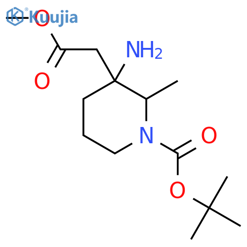 Tert-butyl 3-amino-3-(2-methoxy-2-oxoethyl)-2-methylpiperidine-1-carboxylate structure