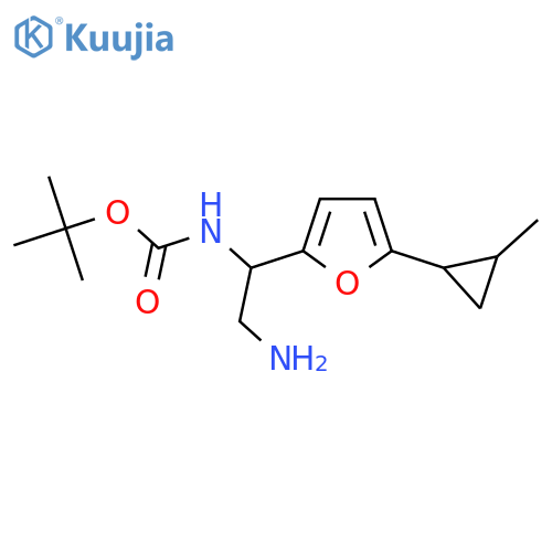 tert-butyl N-{2-amino-1-5-(2-methylcyclopropyl)furan-2-ylethyl}carbamate structure