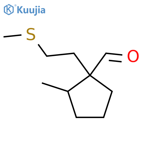 2-methyl-1-2-(methylsulfanyl)ethylcyclopentane-1-carbaldehyde structure