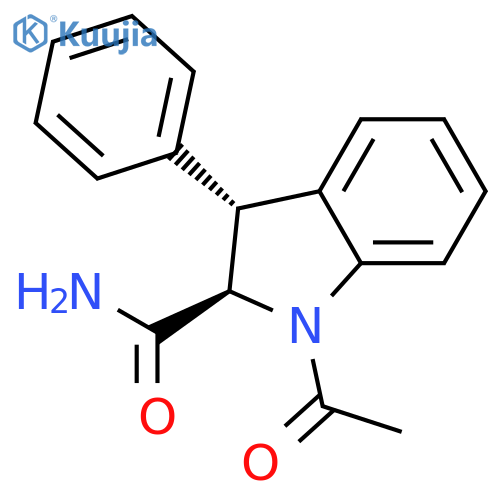 1H-Indole-2-carboxamide, 1-acetyl-2,3-dihydro-3-phenyl-, trans- structure