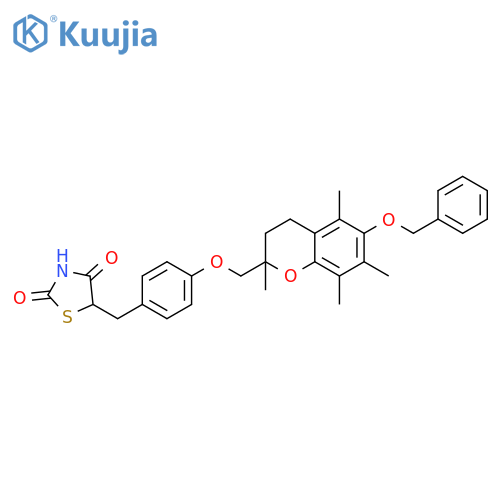 2,4-Thiazolidinedione, 5-[[4-[[3,4-dihydro-2,5,7,8-tetramethyl-6-(phenylmethoxy)-2H-1-benzopyran-2-yl]methoxy]phenyl]methyl]- structure