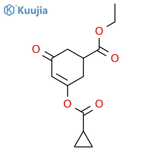 ethyl 3-(cyclopropanecarbonyloxy)-5-oxocyclohex-3-ene-1-carboxylate structure