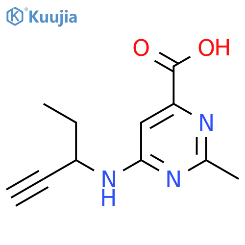 2-methyl-6-(pent-1-yn-3-yl)aminopyrimidine-4-carboxylic acid structure