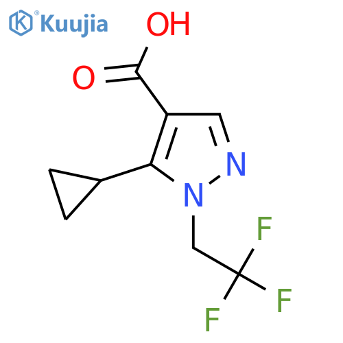 5-Cyclopropyl-1-(2,2,2-trifluoroethyl)pyrazole-4-carboxylic acid structure