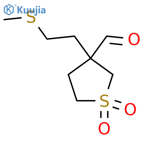 3-2-(methylsulfanyl)ethyl-1,1-dioxo-1lambda6-thiolane-3-carbaldehyde structure