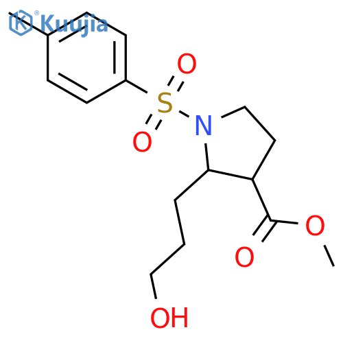 3-Pyrrolidinecarboxylic acid, 2-(3-hydroxypropyl)-1-[(4-methylphenyl)sulfonyl]-, methyl ester, (2S,3S)- structure