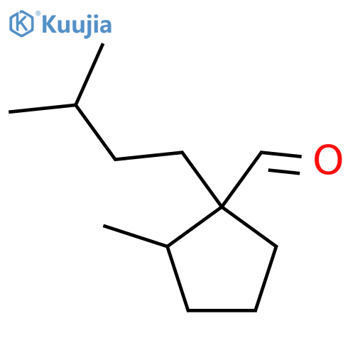2-methyl-1-(3-methylbutyl)cyclopentane-1-carbaldehyde structure