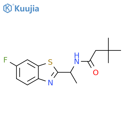 Butanamide, N-[1-(6-fluoro-2-benzothiazolyl)ethyl]-3,3-dimethyl- structure