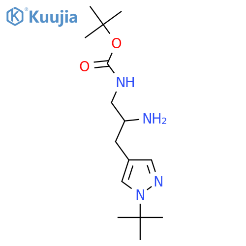 tert-butyl N-2-amino-3-(1-tert-butyl-1H-pyrazol-4-yl)propylcarbamate structure