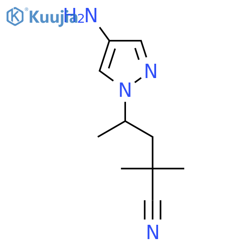 4-(4-amino-1H-pyrazol-1-yl)-2,2-dimethylpentanenitrile structure