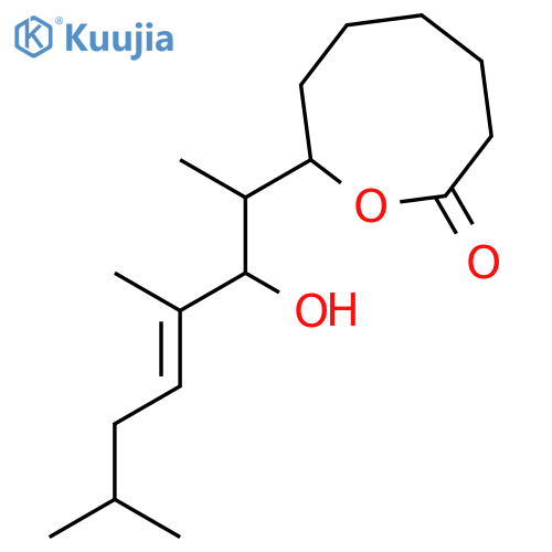 2-Oxocanone, 8-[(2R,3E)-2-hydroxy-1,3,6-trimethyl-3-hepten-1-yl]-, (8S)-rel- structure