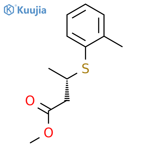 Butanoic acid, 3-[(2-methylphenyl)thio]-, methyl ester, (S)- structure