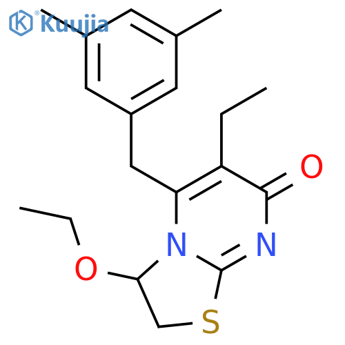 5-(3,5-dimethylbenzyl)-3-ethoxy-6-ethyl-2,3-dihydro-7H-[1,3]thiazolo[3,2-a]pyrimidin-7-one structure