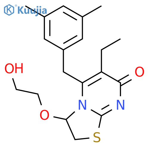 5-(3,5-dimethylbenzyl)-6-ethyl-3-(2-hydroxyethoxy)-2,3-dihydro-7H-[1,3]thiazolo[3,2-a]pyrimidin-7-one structure