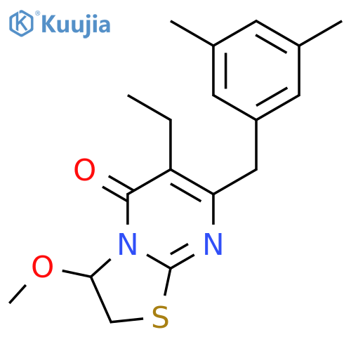 7-(3,5-dimethylbenzyl)-6-ethyl-3-methoxy-2,3-dihydro-5H-[1,3]thiazolo[3,2-a]pyrimidin-5-one structure