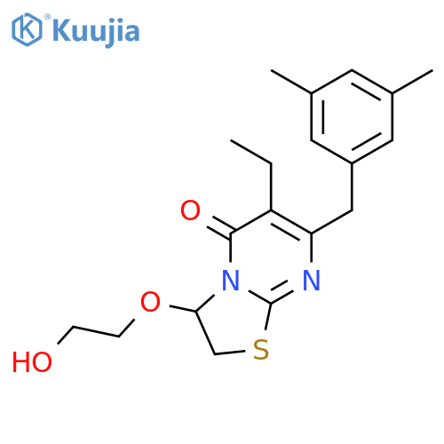 7-(3,5-dimethylbenzyl)-6-ethyl-3-(2-hydroxyethoxy)-2,3-dihydro-5H-[1,3]thiazolo[3,2-a]pyrimidin-5-one structure