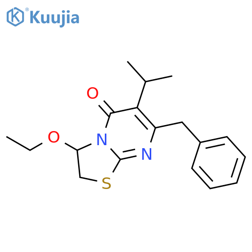 7-benzyl-3-ethoxy-6-(propan-2-yl)-2,3-dihydro-5H-[1,3]thiazolo[3,2-a]pyrimidin-5-one structure
